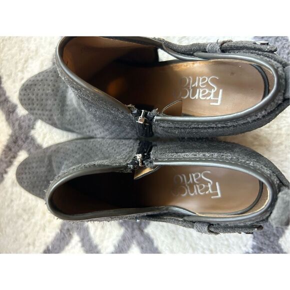 Franco Sarto Dale 2 Perforated Leather Suede Booties 8.5 gray Boho - Picture 5 of 7